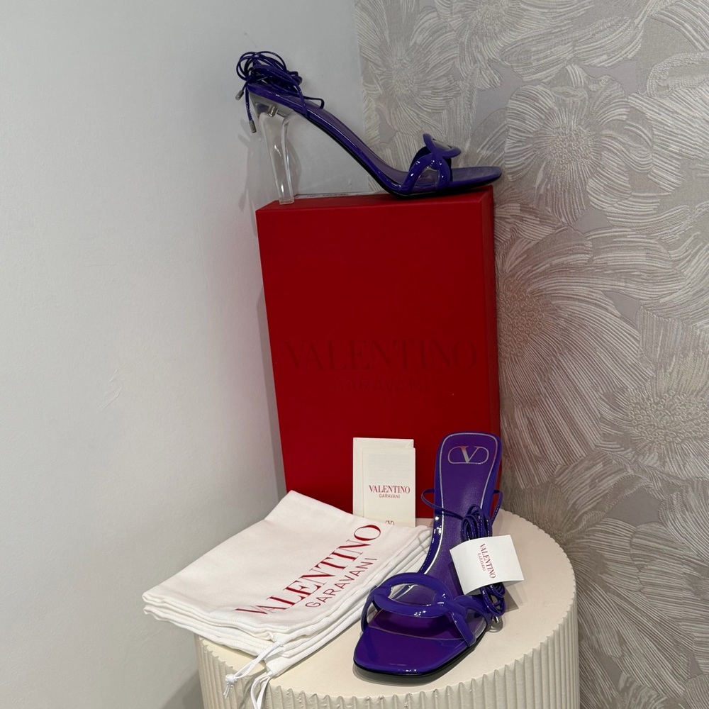 Valentino Garavani Purple Lace-Up Sandals with Clear Heel – New in Box - Picture 4 of 9